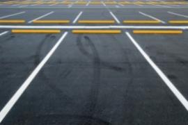 Carpark with tyre marks