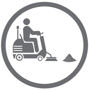Ride-On Sweeper Operator and Debris Cleaning Cart by ProSymbols and San by Bakunestu Kaito from NounProject.com