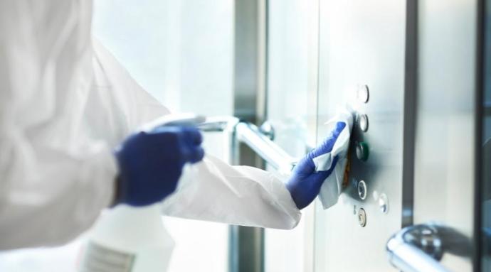 Disinfecting elevator controls