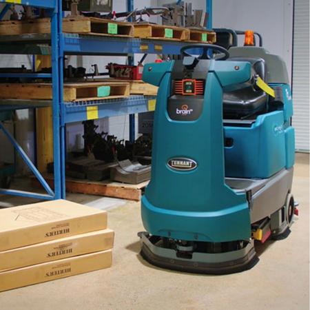 T7MR Robotic Floor Scrubber in Warehouse