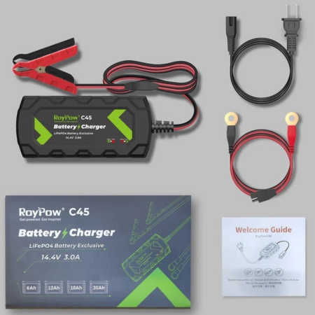 C45E 14.4V 3A Lithium-Ion Battery Charger Inclusions