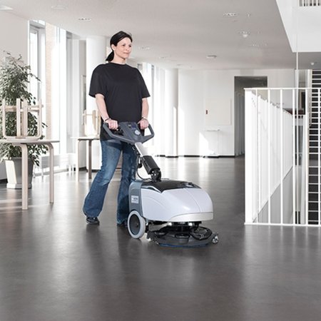 SC351 Battery Compact Scrubber Dryer-in-use